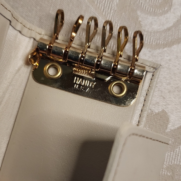 Pierre Cardin Vintage Key Holder Leather Canvas Monogram 6 Ring New in Box - Picture 8 of 8